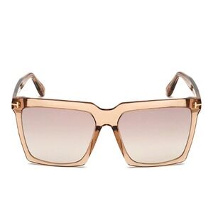 Tom Ford FT0763 57G Maxim Square Sunglasses Champagne Brown Gradient Womens